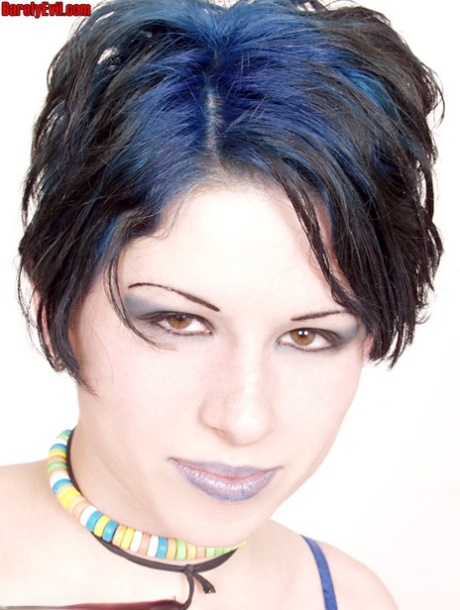 Punk girl Agent Aeon shows her small tits and flexibility during solo action 96233301