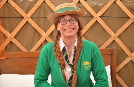 Amateur with red hair frees her tits and twat from Ann of Green Gables outfit 36219170