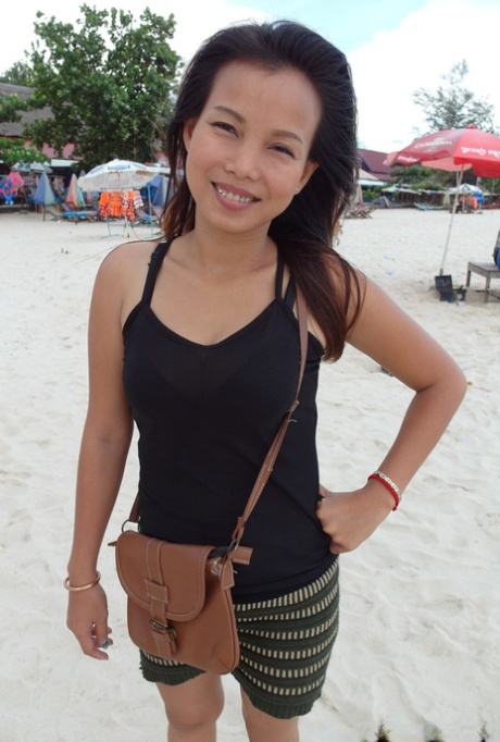 Asian first timer Sok Neng bangs a small dick on a bed during a POV scene 83266538