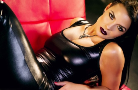 Centerfold model Krista Ayne peels off leather clothes to pose nude in heels 91254087