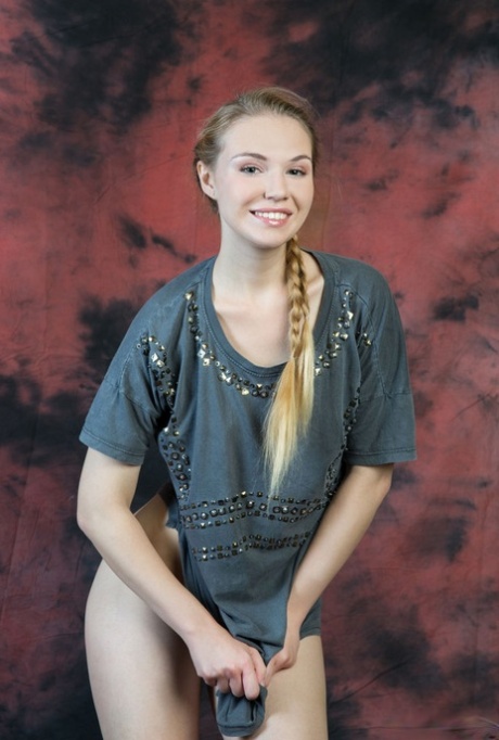 Hot teen Stephanie gets totally naked after freeing her hair from a ponytail 69798047