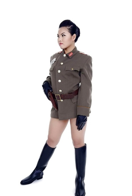 Oriental pornstar Cindy Starfall posing solo in military garb 93988434