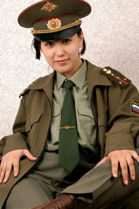 Korean amateur Elena stripping off military uniform to pose nude 92218903