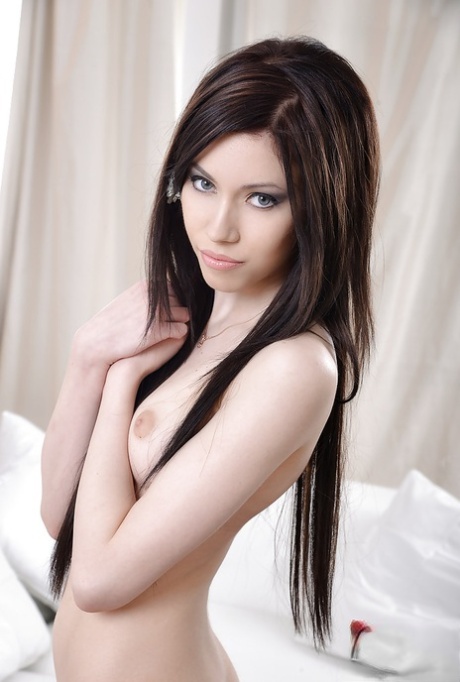 Petite raven-haired hottie with neat ass stripping and exposing her pussy 85553138